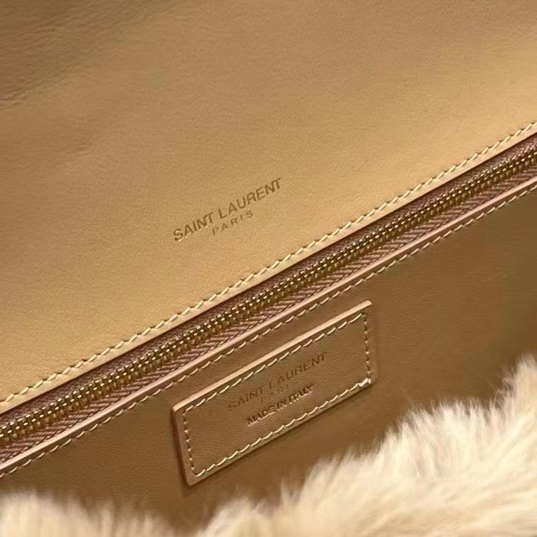 Yves Saint Laurent PUFFER BAG IN Rabbit fur Y653155 NATURAL BEIGE