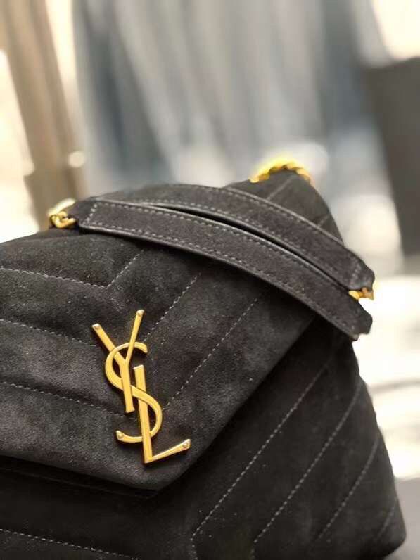 Yves Saint Laurent LOULOU MEDIUM BAG IN Y-QUILTED SUEDE Y94699 black