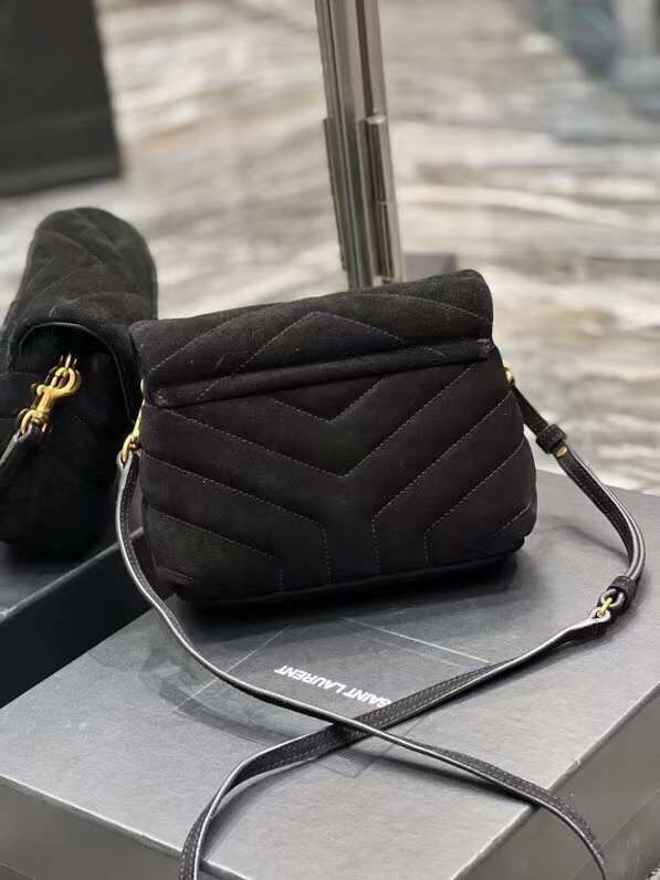 Yves Saint Laurent LOULOU SMALL BAG IN Y-QUILTED SUEDE 77761 black