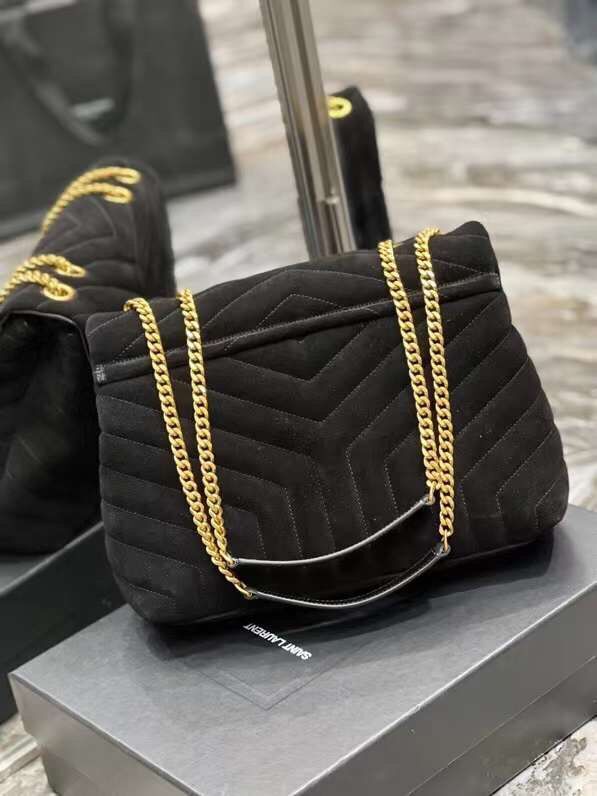 Yves Saint Laurent LOULOU large BAG IN Y-QUILTED SUEDE Y787216 black