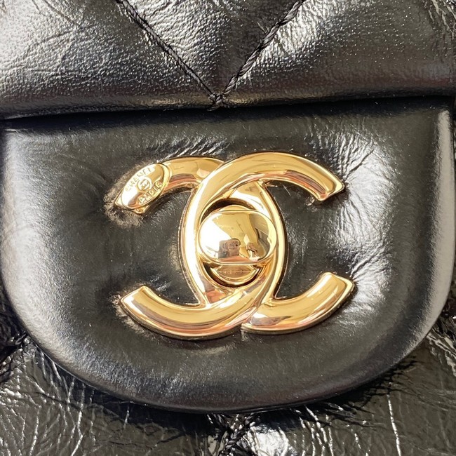 CHANEL Calfskin  Flap Shoulder Bag AS2892 black