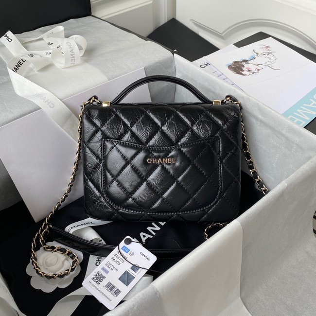 CHANEL Calfskin  Flap Shoulder Bag AS2892 black