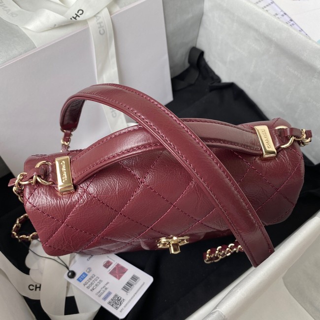 CHANEL Calfskin Flap Shoulder Bag AS2892 red