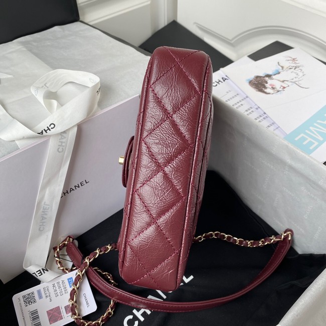 CHANEL Calfskin Flap Shoulder Bag AS2892 red