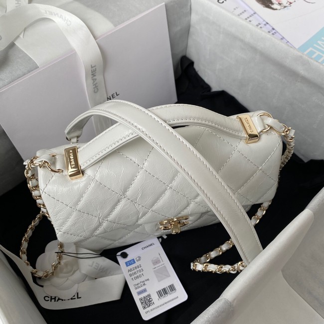 CHANEL Calfskin Flap Shoulder Bag AS2892 white