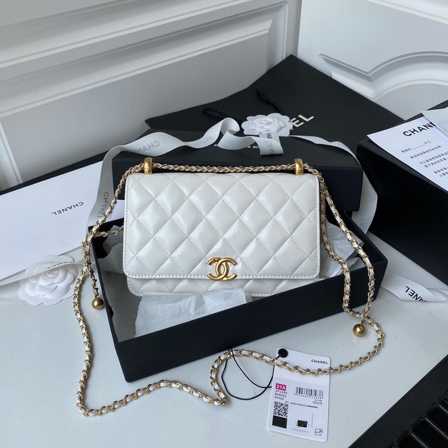 CHANEL Lambskin Flap Shoulder Bag AP2289 white