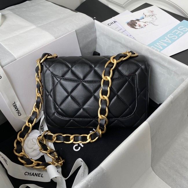 CHANEL Lambskin Flap Shoulder Bag 2022SS black