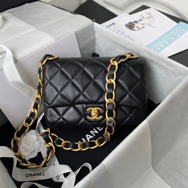 CHANEL Lambskin Flap Shoulder Bag 2022SS black