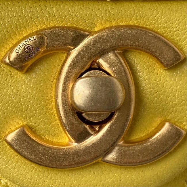 CHANEL Lambskin Flap Shoulder Bag 2022SS yellow