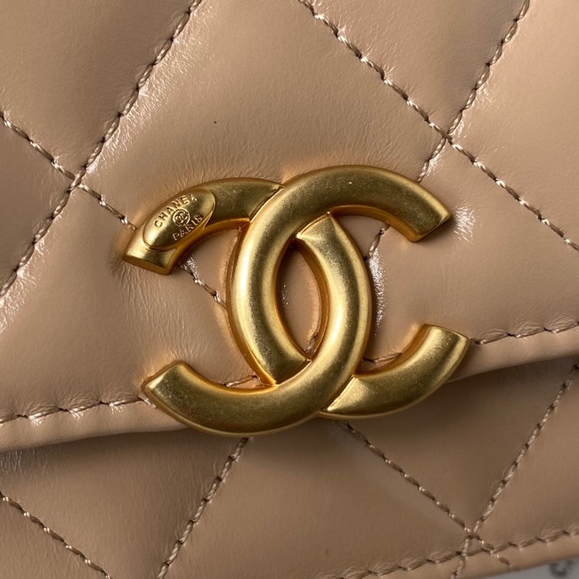 CHANEL Lambskin Flap Shoulder Bag AP2289 Apricot