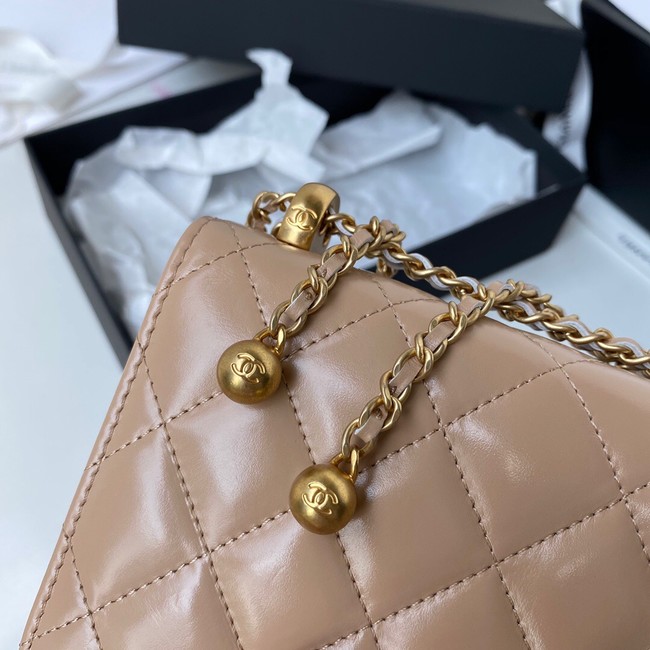 CHANEL Lambskin Flap Shoulder Bag AP2289 Apricot