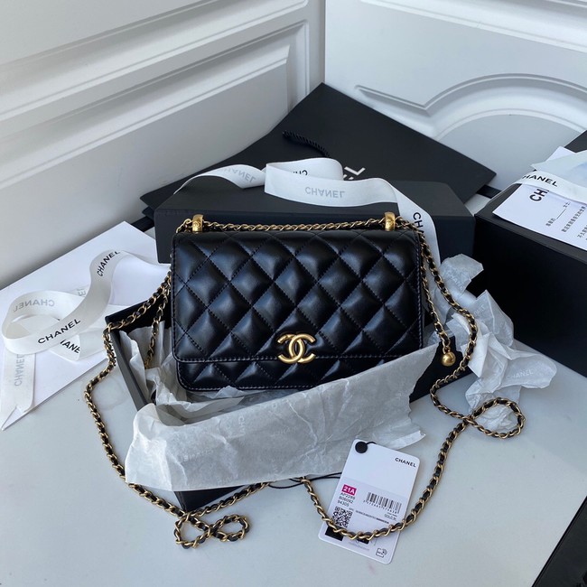 CHANEL Lambskin Flap Shoulder Bag AP2289 black