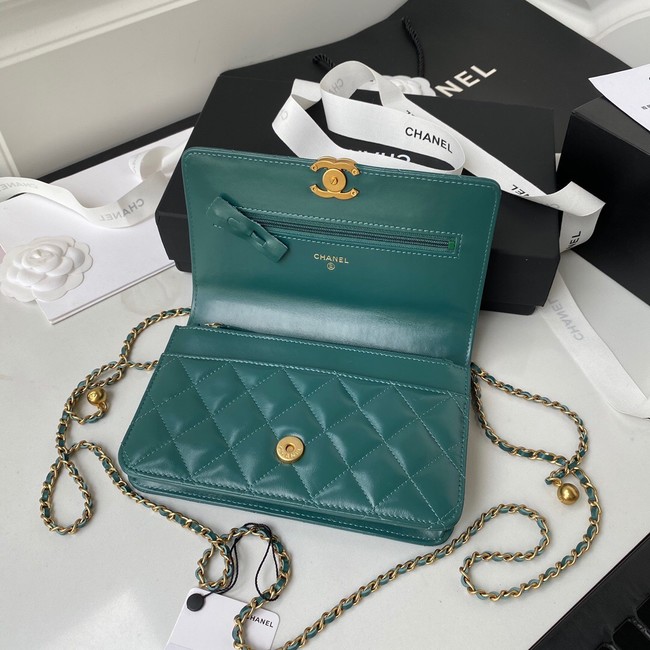 CHANEL Lambskin Flap Shoulder Bag AP2289 green