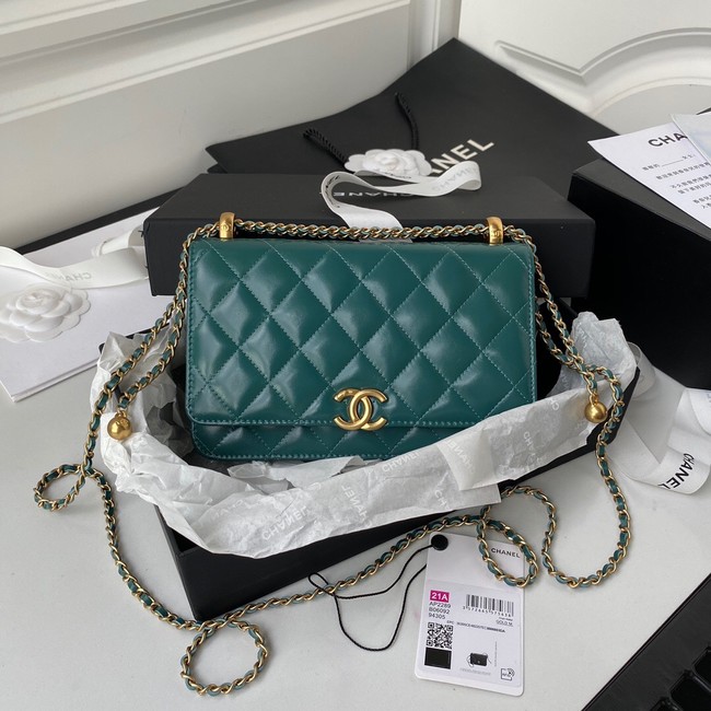 CHANEL Lambskin Flap Shoulder Bag AP2289 green