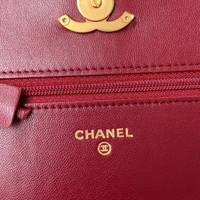 CHANEL Lambskin Flap Shoulder Bag AP2289 red