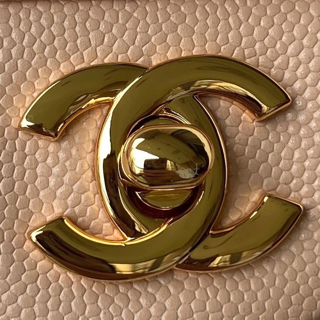 Chanel Flap Shoulder Bag Grained Calfskin A01112 gold-Tone Metal Apricot