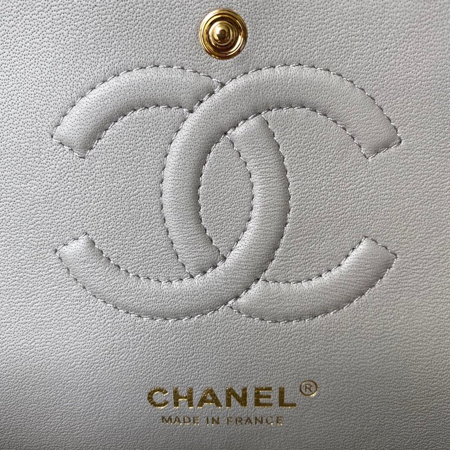 Chanel Flap Shoulder Bag Grained Calfskin A01112 gold-Tone Metal light grey