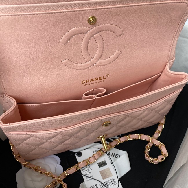 Chanel Flap Shoulder Bag Grained Calfskin A01112 gold-Tone Metal pink