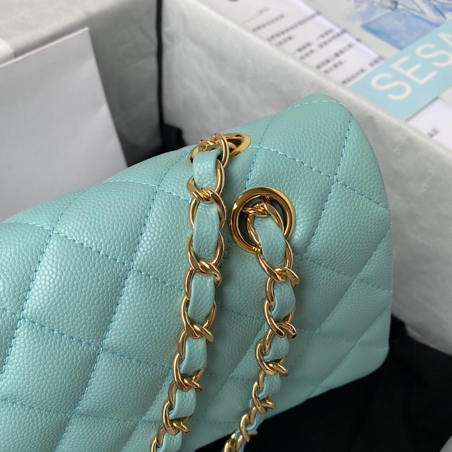 Chanel Flap Shoulder Bag Grained Calfskin A01112 gold-Tone Metal sky blue