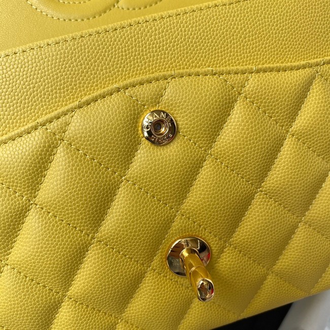 Chanel Flap Shoulder Bag Grained Calfskin A01112 gold-Tone Metal yellow