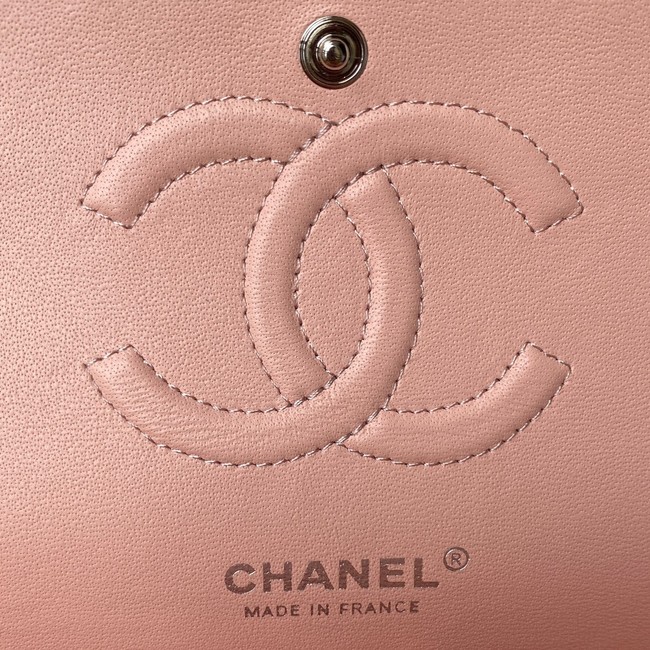 Chanel Flap Shoulder Bag Grained Calfskin A01112 silver-Tone Metal pink