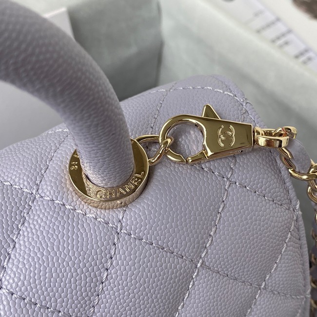 Chanel flap bag with top handle Grained Calfskin  gold-Tone Metal A92990 light purple