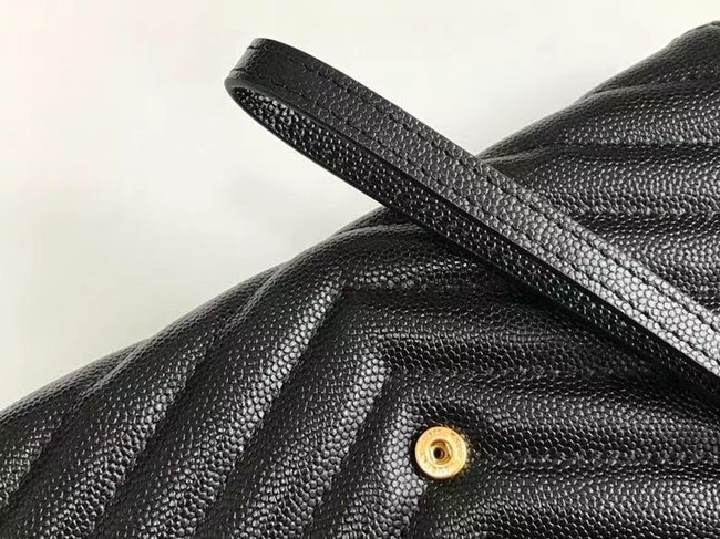 Yves Saint Laurent MONOGRAM CLUTCH IN QUILTED GRAIN DE POUDRE EMBOSSED LEATHER 617662 black