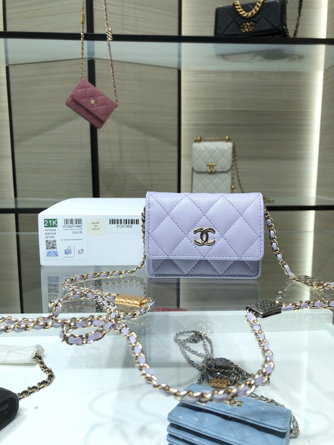 Chanel mini leather Shoulder Bag AP2444 light purple