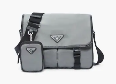 Prada Re-Nylon and Saffiano leather shoulder bag 2VD769 gray