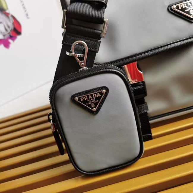 Prada Re-Nylon and Saffiano leather shoulder bag 2VD769 gray