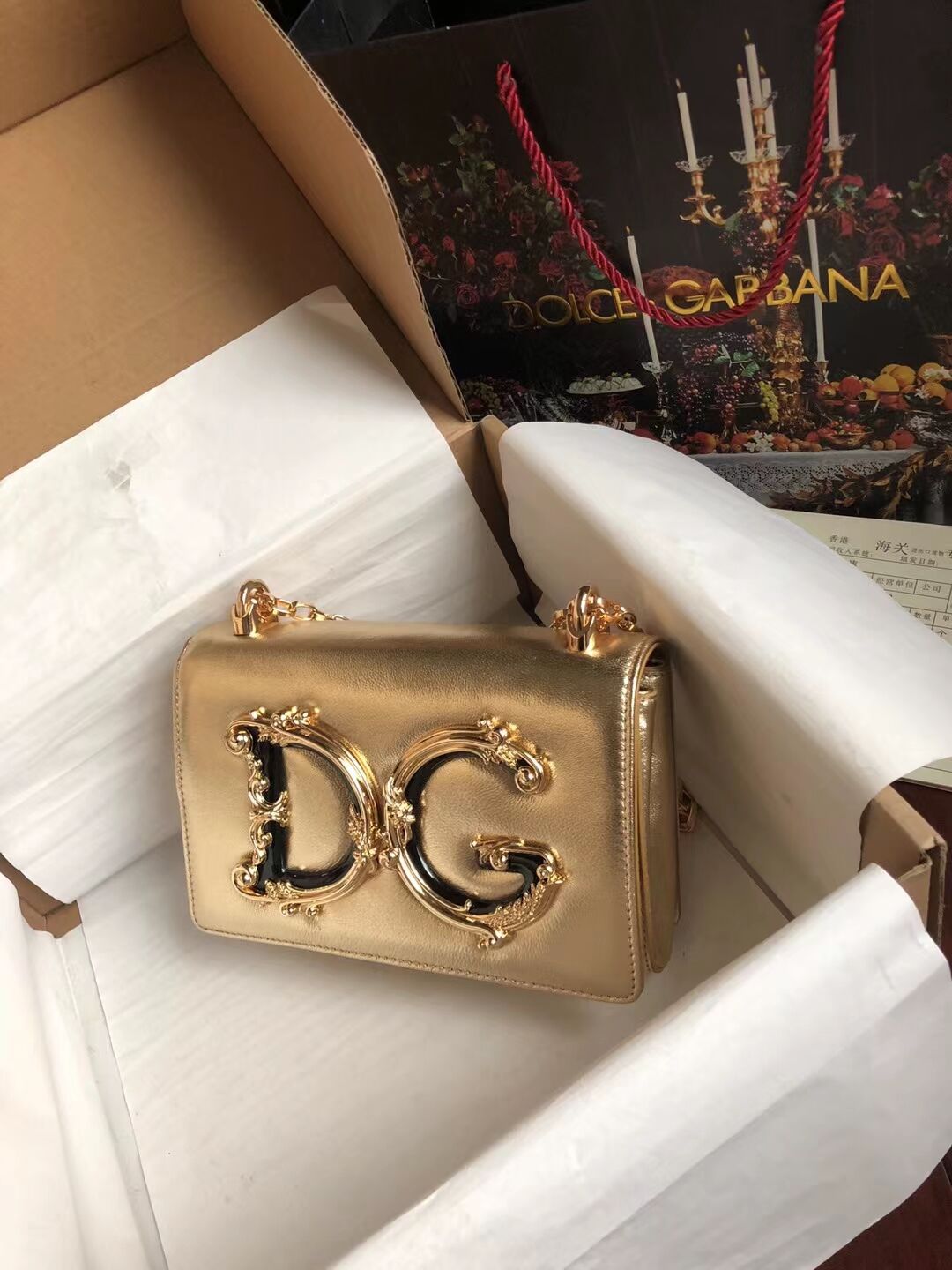 Dolce & Gabbana Origianl Leather Shoulder Bag 4006 gold