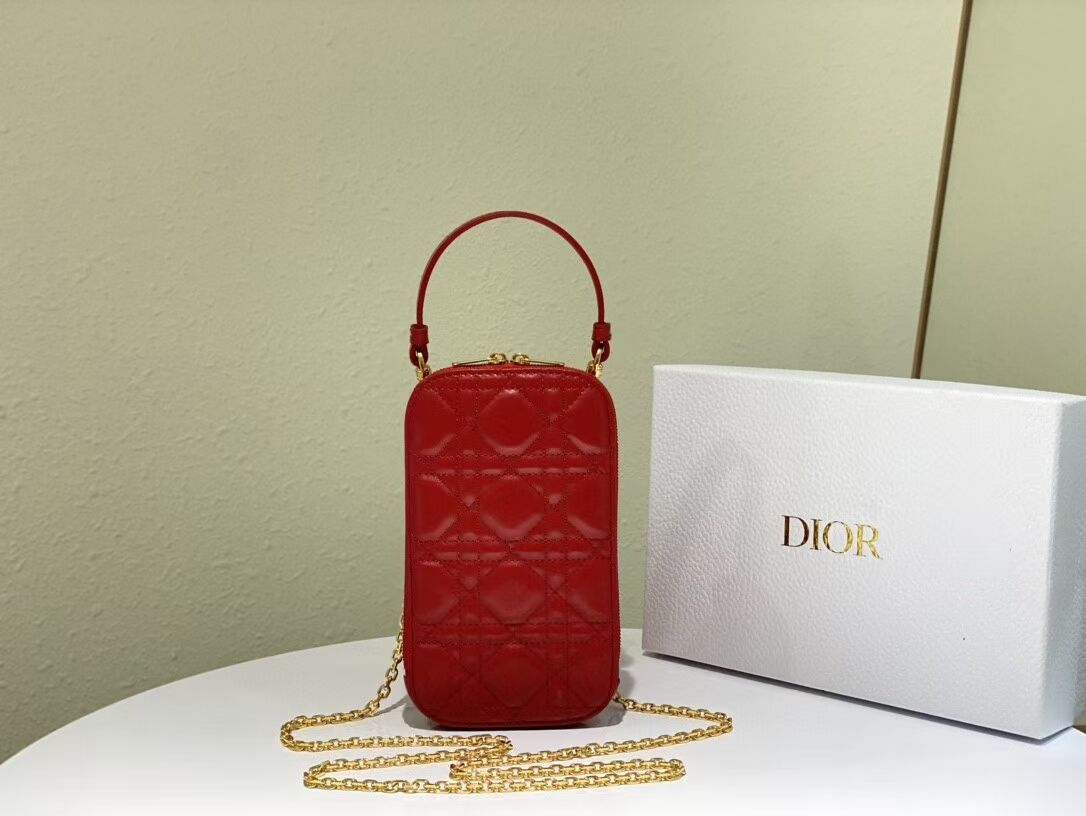 DIOR MINI BOBBY BAG Gradient Cannage Lambskin C0955 red