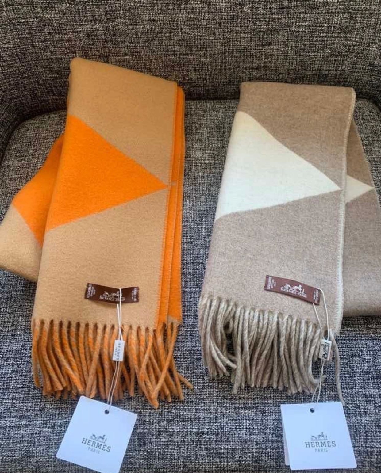 Hermes Scarf Wool&Cashmere 33679