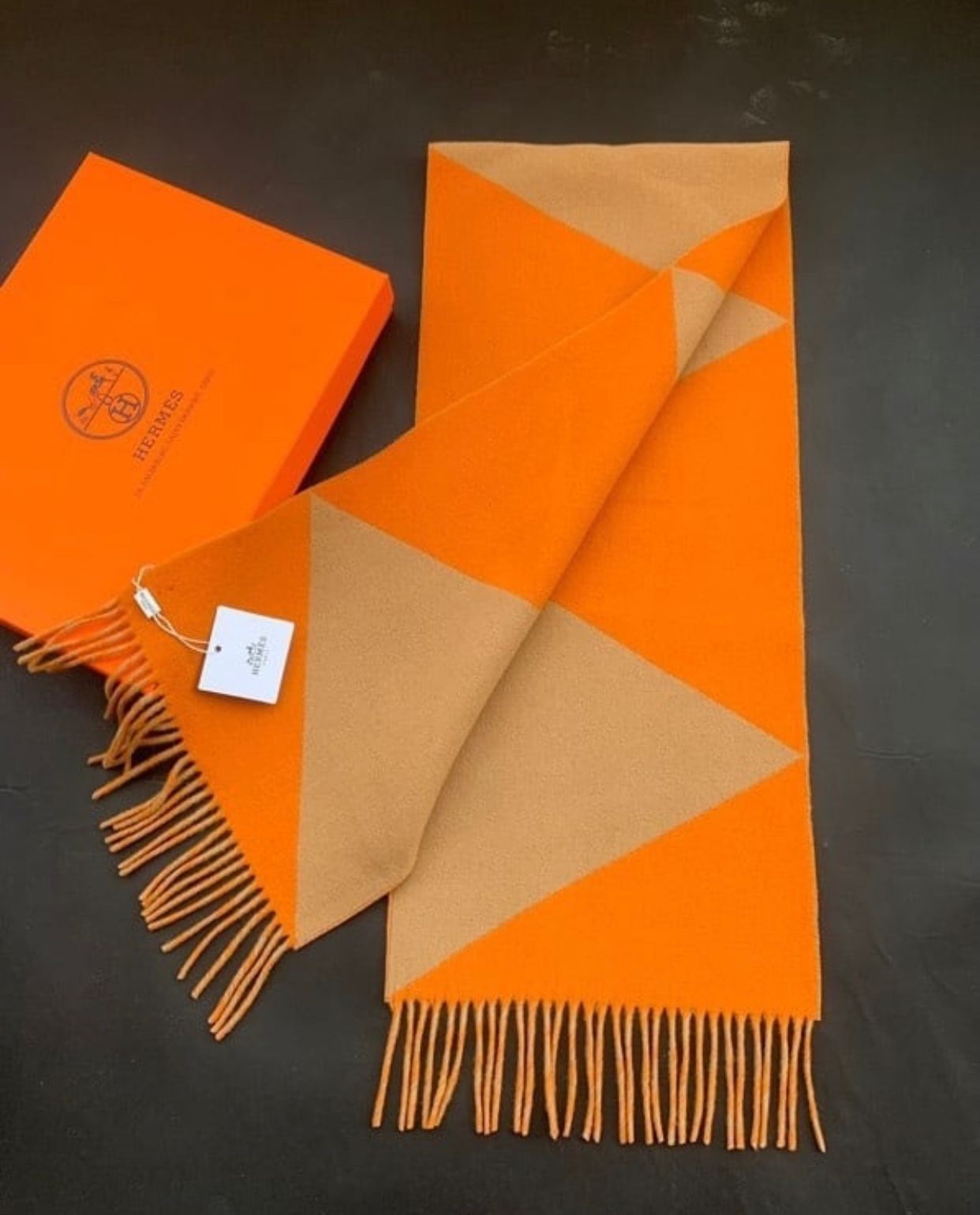 Hermes Scarf Wool&Cashmere 33679