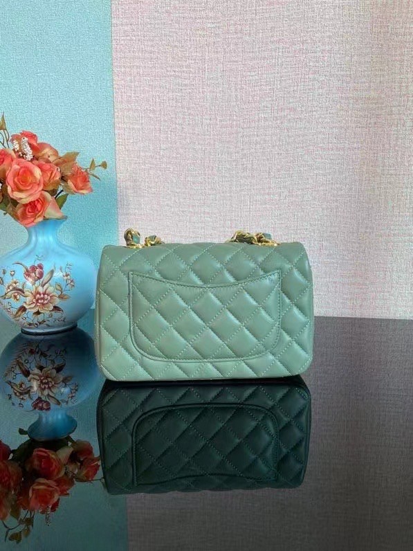 Chanel Classic Flap Shoulder Bag Original Sheepskin leather AS2326 green