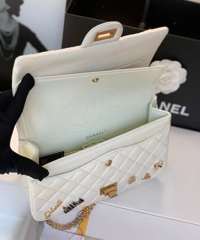 Chanel Classic Flap Shoulder Bag Original Sheepskin leather AS30225 white