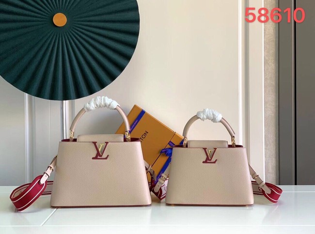 Louis Vuitton CAPUCINES BB M59266 Eggshell&Lie de Vin Red