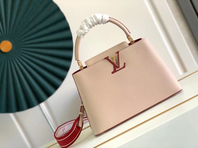 Louis Vuitton CAPUCINES MM M58608 Eggshell&Lie de Vin Red