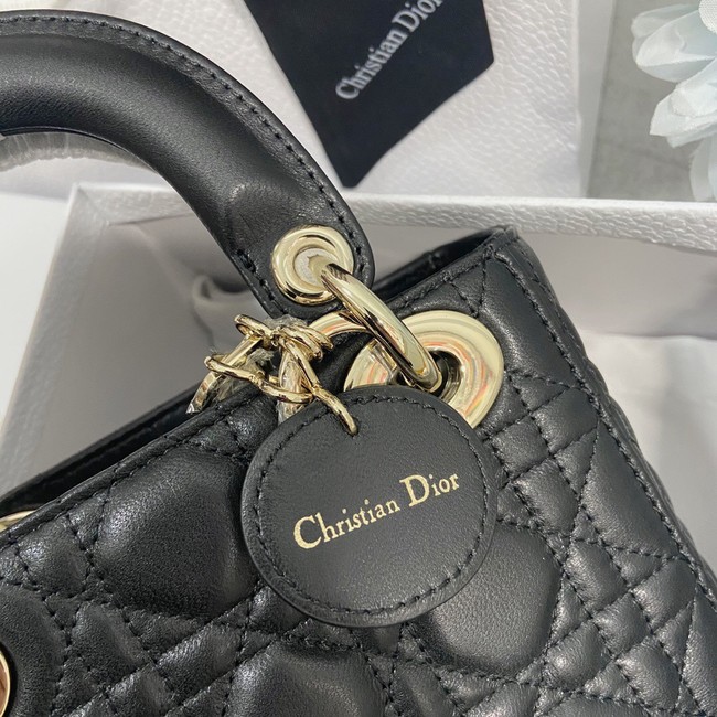 MINI LADY DIOR BAG Lambskin M0566OW black&gold