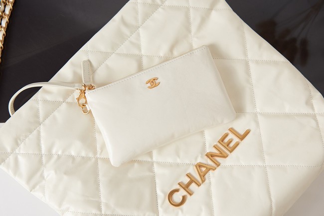 Chanel SHOPPING BAG Calfskin & Gold-Tone Meta AS3261 white