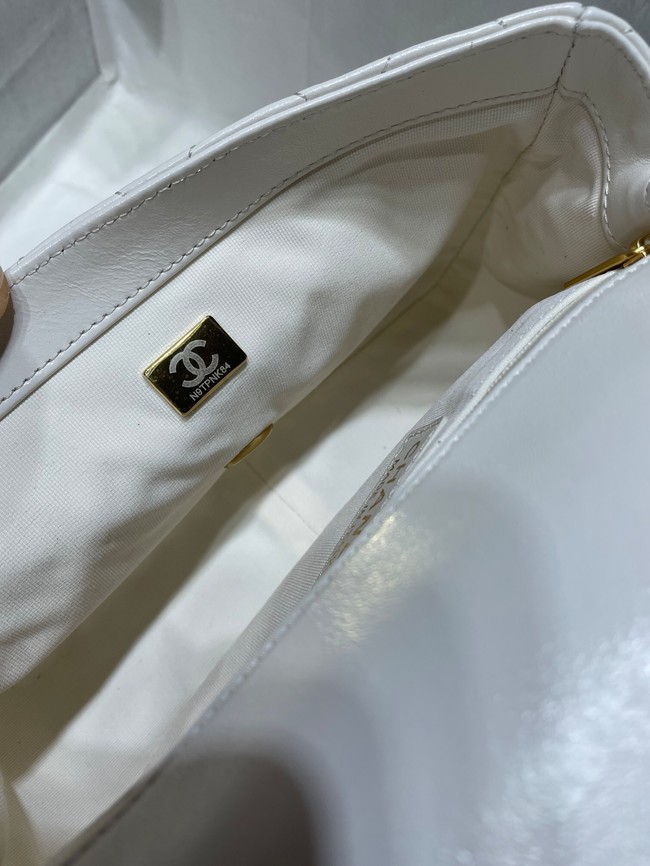 Chanel SMALL FLAP BAG Calfskin Imitation Pearls & Gold-Tone Metal AS3001 white