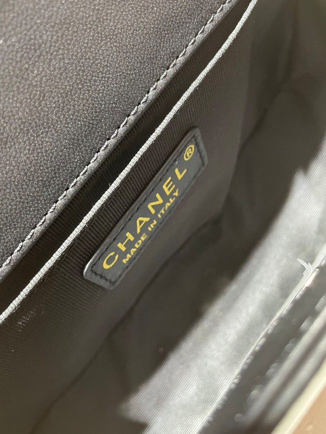 BOY CHANEL Handbag Crumpled Calfskin & Gold-Tone Metal A67086 black