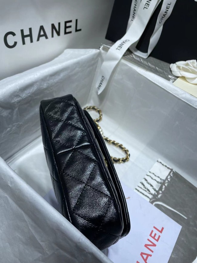 Chanel SMALL FLAP BAG Calfskin Imitation Pearls & Gold-Tone Metal AS3000 black