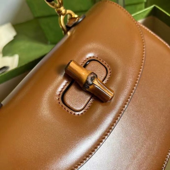Gucci Small top handle bag with Bamboo 675797 brown