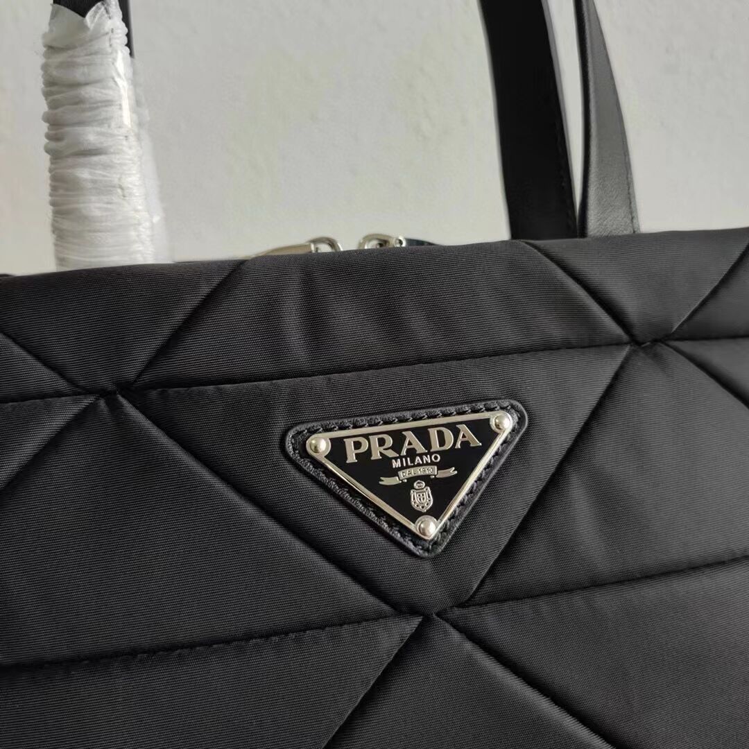 Prada Re-Nylon and Saffiano leather shoulder bag 1AG380 black