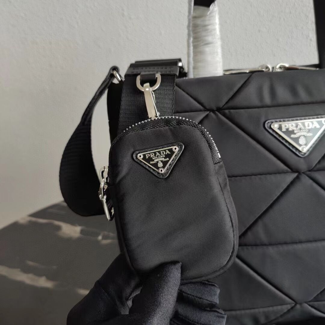 Prada Re-Nylon and Saffiano leather shoulder bag 1AG380 black