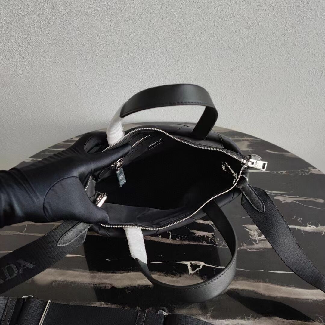 Prada Re-Nylon and Saffiano leather shoulder bag 1AG380 black