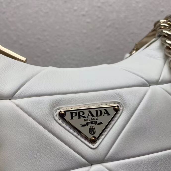 Prada System nappa leather patchwork shoulder bag 1AC151 WHITE