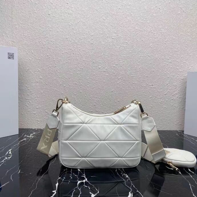 Prada System nappa leather patchwork shoulder bag 1AC151 WHITE