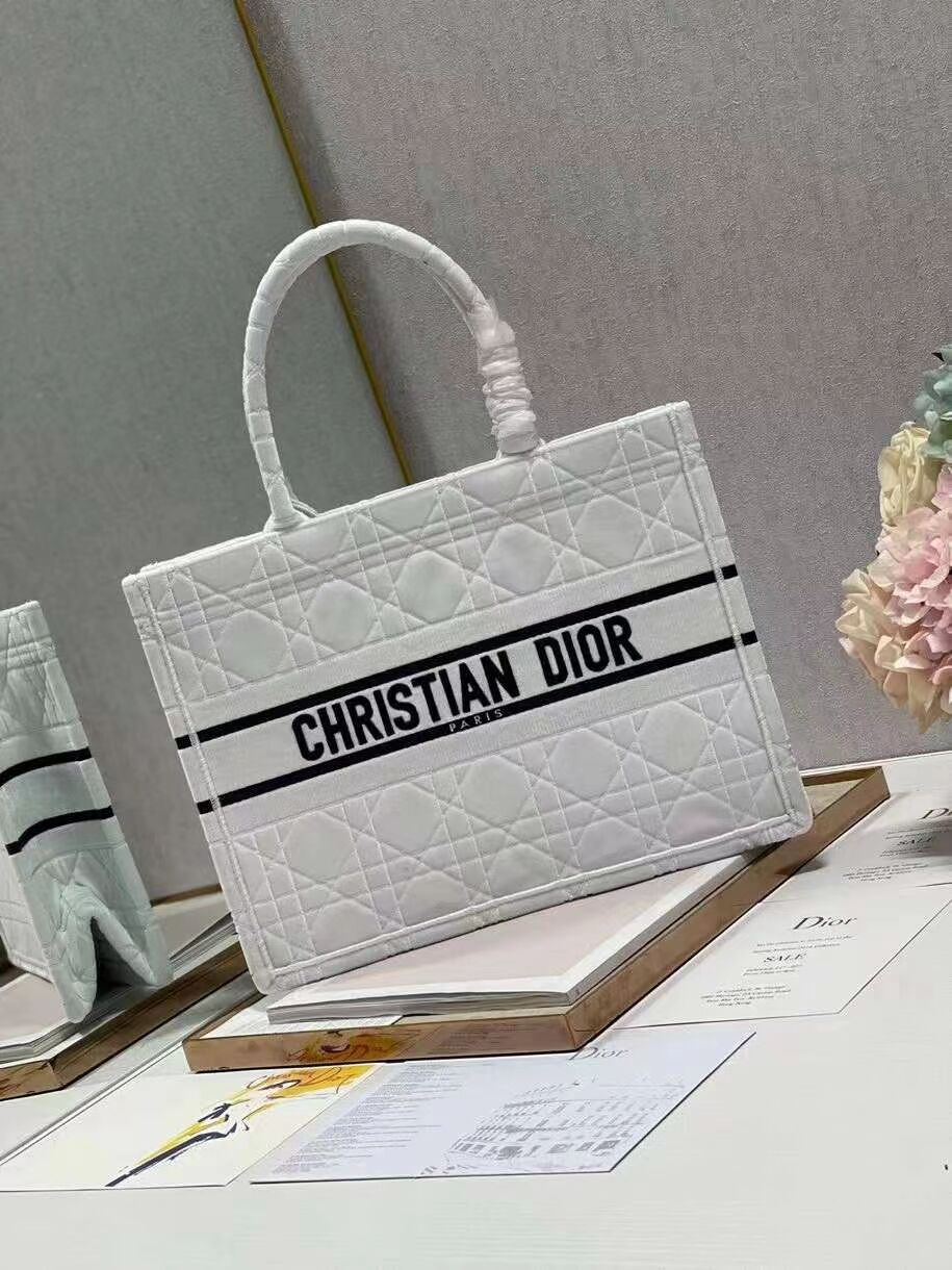 SMALL DIOR BOOK TOTE Velvet C1287-1 white